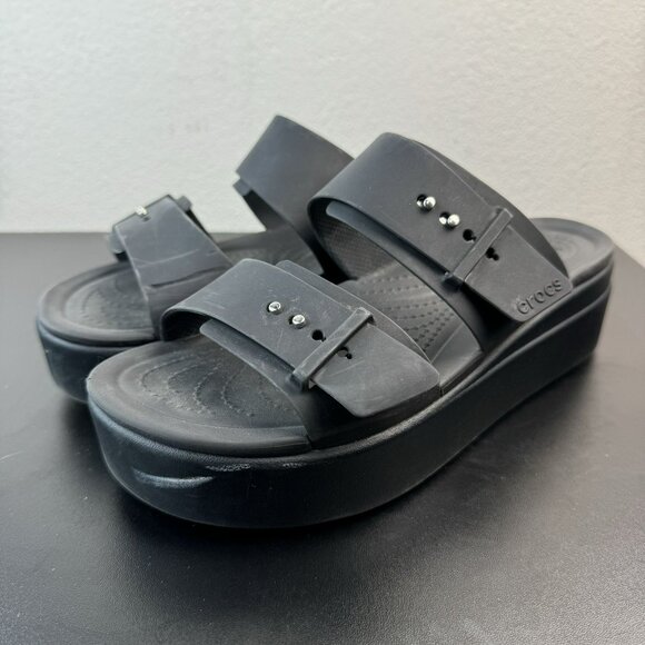 CROCS Black Platform Sandals - Picture 8 of 9